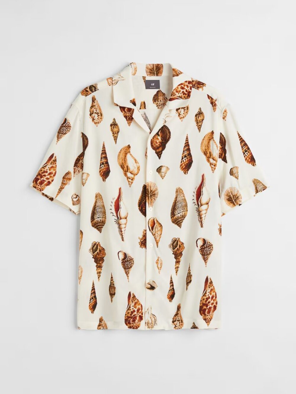 H&M Mens Seashell Patterend Resort Shirt